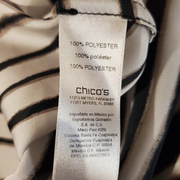 Chicos Womens Striped Roll Tab Sleeve Shell Button Tunic Blouse Size 3 US XL 16 - Picture 9 of 13